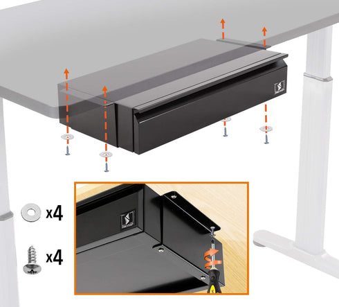 Stand Steady Attachable Under Desk Drawer, Pull-Out Storage Organizer with Smooth Sliding Tracks, Black