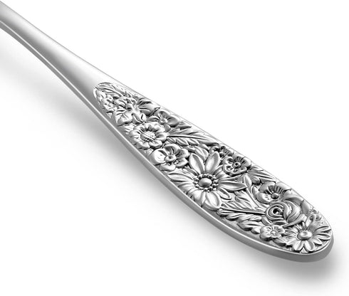KEAWELL Sunflower Soup Spoon Set of 4, 18/10 Stainless Steel, Silver Visions Bouillon Spoon, Dishwasher Safe, Mirror
