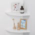 Corner Wall Shelves Set of 2, Rustic Wood Corner Floating Shelves with Cable raceway, Wall Mount Storage Display for TV Accessories, Baby Monitor, Speaker, Cable Box (White, Diamond- 10 Inch)