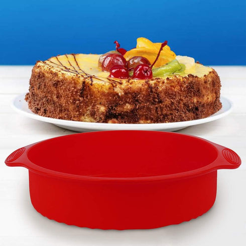 11.42inch Silicone Cake Molds, DIY Baking Cake Pan Tray Bakeware Pan Quick Release Baking Pans for Layer Cakes, Cheese Cakes (Red)