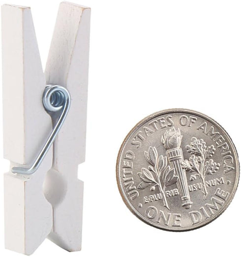 DECORA Pack of 100 Sturdy White Wooden Mini Clothespin Photo Clips - 3.5cm
