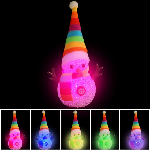 Honoson 5 7 Pieces Colors Changing Glowing Snowmen Light Christmas Snowman Light Changing LED Night Light Table
