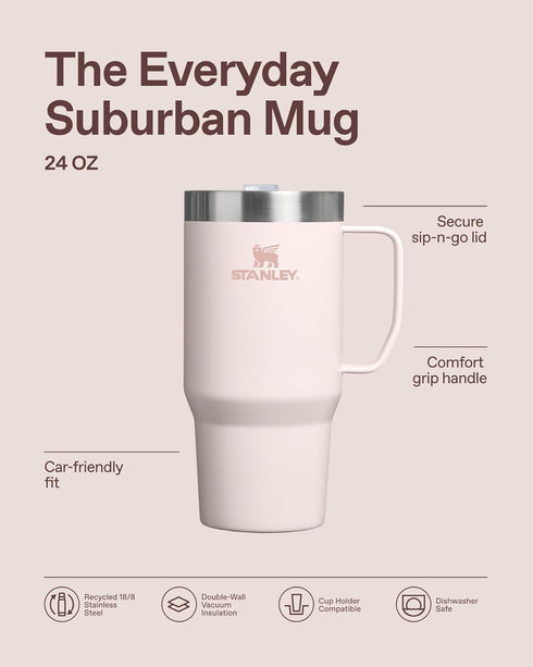 24 oz STANLEY The Everyday Suburban Mug | | Drink Through Lid | Cup for Coffee, Tea and Drinks | Insulated Stainless