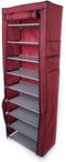 Flandre 10 Tiers Shoe Rack with Dustproof Cover 27 Pair Shoe Tower Stand