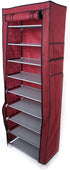 Flandre 10 Tiers Shoe Rack with Dustproof Cover 27 Pair Shoe Tower Stand