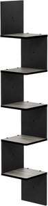 5-Tier Furinno ROSSI Corner Floating Shelves for Wall, Corner Square Wall Shelf, S-shape Radial Floating Book Shelf