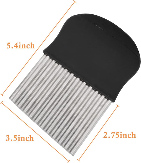 Crinkle Cutter Wavy Chopper Knife, Upgraded Stainless Steel Blade for Safe Kitchen Tools, Black