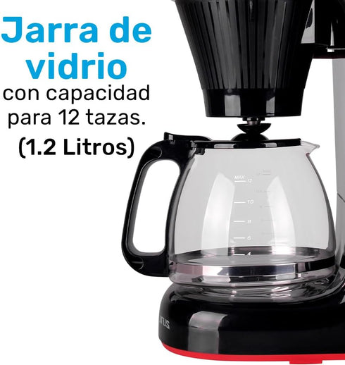 Taurus Velvet COFFEMAKER, 38.4 oz Glass Jar, Modern Design Coffee Machine, 700 Watts Power