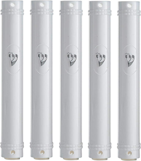 MEZUZAH CASE Holder (shidell) Plastic Semiround Silver Shin Waterproof Rubber Cork, Lot of 5 (White, 15)