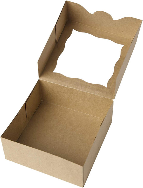 ONE MORE 6" Brown Bakery Boxes with PVC Window for Pie and Cookies, 12 Pack, Natural Kraft Paper