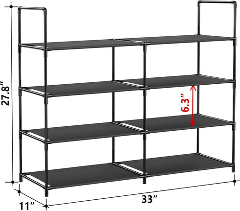 4 16-20 Closet FIDUCIAL HOME Tiers Shoe Rack Organizer Pairs Stackable Shoe Storage Shelf Durable for Entryway, Black
