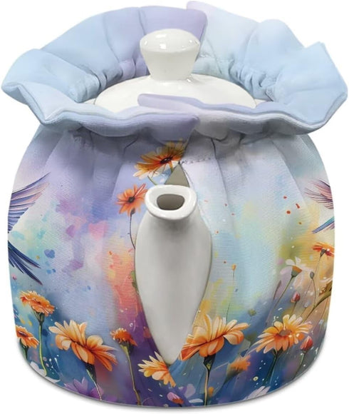 Floral Hummingbird Tea Pot Cosy Cotton Tea Cozy for Teapot Cover Insulated Tea Pots Keep Warm Both Replacement Kettle Cover Dust Cover Breakfast Warmer for Home Kitchen Decoratives
