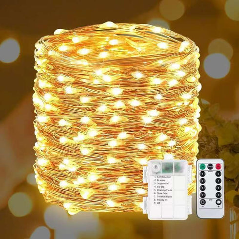 Lvuremxo 200 LED Fairy Lights Battery Operated Twinkle Lights with Remote - 66ft