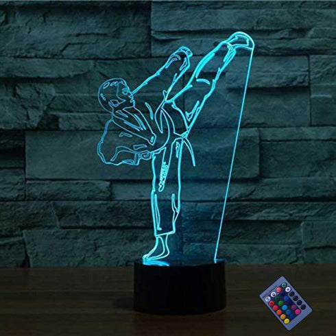 YTDZLTD Creative 3D Taekwondo Night Light 16 Colors Changing USB Power Remote Control
