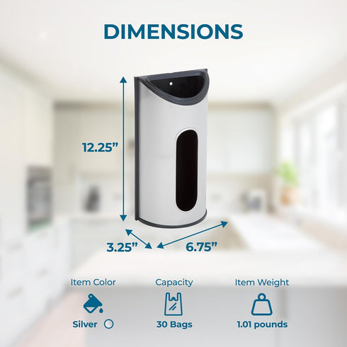 Honey-Can-Do Stainless Steel Plastic Bag Saver & Trash Bag Dispenser, Wall-Mounted Plastic Bag Organizer for Kitchen