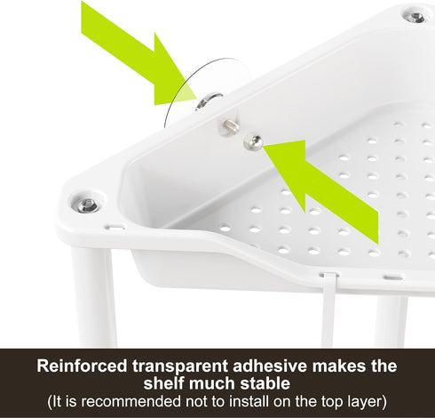 2 Orimade Rustproof Tier Floor Standing Corner Shower Caddy Organizer, Plastic Metal Splicing Floor Corner Shelf Rack