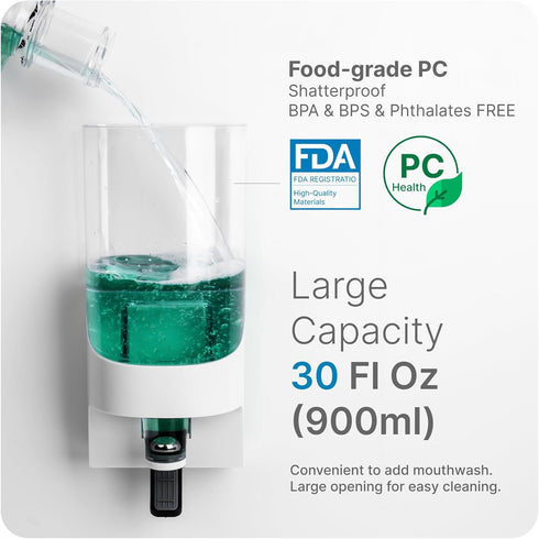 30.4oz(900ml) 10Pcs Umimile Mouthwash Dispenser for Bathroom, Plastic Mouthwash Dispenser Wall Mounted, Mouthwash