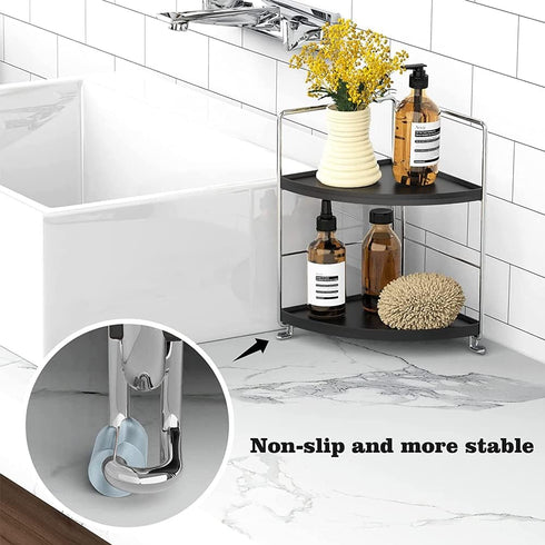 kaileyouxiangongsi 2-Tier Countertop Kitchen Spice Rack Standing Shelf, Corner Storage Shelf, Bathroom Organizer