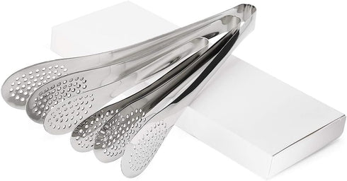 Pack of 3 Sizes Stainless Steel Tongs, Heavy Duty Food Tongs for Salads, Bread, Ham, BBQ, Cooking, Serving
