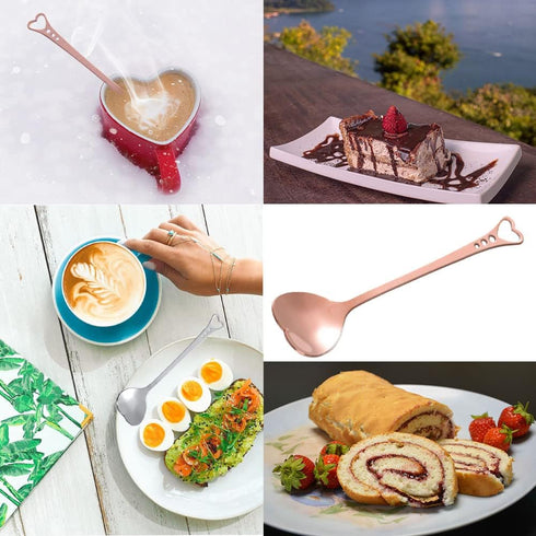 jinyatu 8 Pieces Stainless Steel Dessert Spoon Creative Cute Heart Shaped Espresso Spoons for Cake Tea Sugar Ice Cream