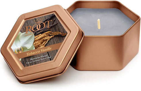 Root Candles Honeycomb Traveler Scented Beeswax Blend Candle in Tobacco Vanilla, 4-Ounce