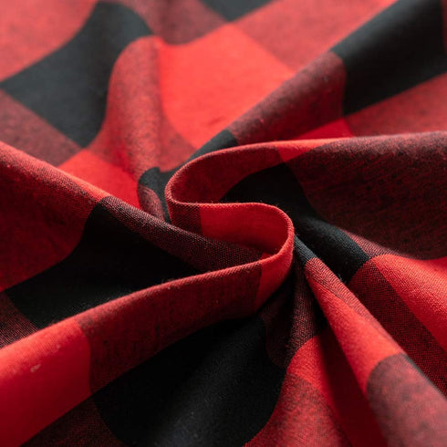 3 Pc Cotton Classic Country Farmhouse Kitchen Window Curtain - Red & Black Buffalo Check Tier & Valance Set, 54" x 18"