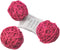 Set of 6 Wicker Rattan Balls, Table Wedding Party Christmas Decoration, Diameter 3.2 Inch, Rose Red