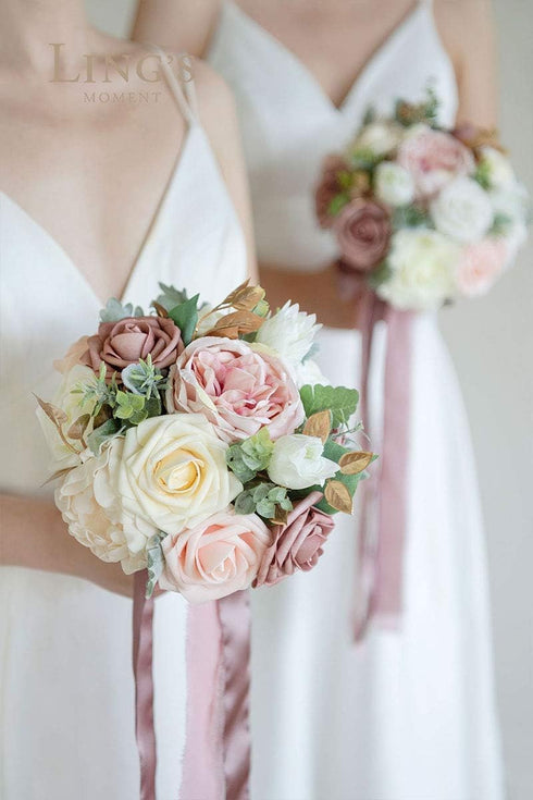 Ling's Moment 25Pcs Ivory Roses Decor with Stems, 3" Real Touch Foam Floral for Wedding Bouquets, Centerpieces