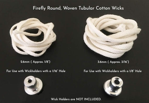 USA Firefly Brand - 5 Feet of 2.6mm Braided Eco Cotton Wick for Oil Lamps and Candles