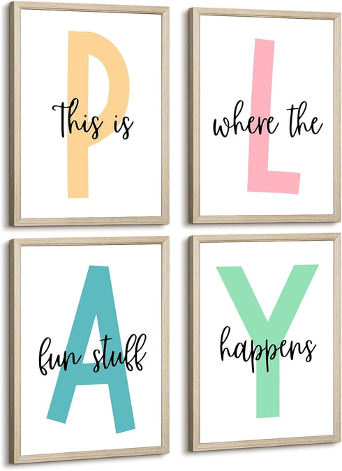 Baccone Kids Playroom Wall Art Playroom Wall Decor Kids Play Canvas Wall Art