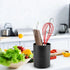Kitchen Utensil Holder, Black Stainless Steel 3.9x5.1in Spoon Holder with Drainage Holes for Kitchen Counter