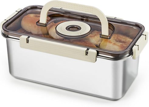 Stainless Steel Bread Box with Handle - a sealed bread storage container