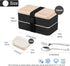 Original Bento Box Lunch Box, Japanese Style 2 Layer Food Containers with Spoon and Fork Bundle, Salad Box for Men