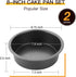 HONGBAKE Round Cake Pan Set for Baking, 8 Inch Nonstick Circle Cake Pans, 2 Pieces Layer Cake Tin, Grey