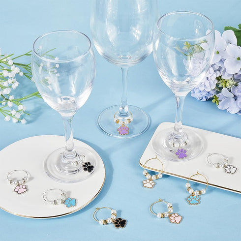 SUNNYCLUE 1 BOX 10PCS Enamel Dog Wine Glass Charms, Cute Drink Markers for Wedding Holiday Party