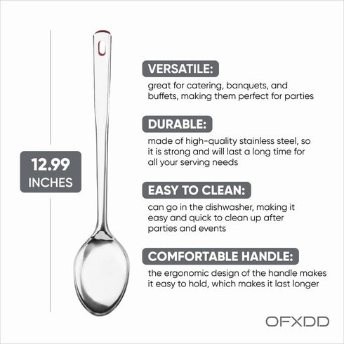 Restaurant Serving Spoons, 12.99 Inch Large Stainless Steel Spoons for Buffet, Banquet, Set of 3