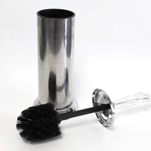 Splash Home Adora Stainless Steel Toilet Brush with Holder, Bowl Scrubber with Durable Cleaning Bristles, Chrome Design