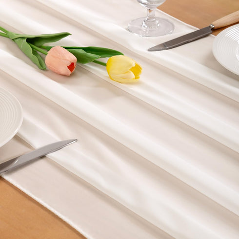 Socomi Ivory White Chiffon Table Runner, 10ft 29x120 Inches, Easter Spring Boho Rustic Wedding Decorations