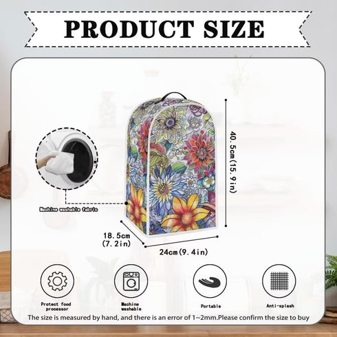 Boho Floral Blender Dust Cover, Anti Fingerprint Polyester Cover for Stand Mixer or Coffee Maker, Stain Resistant