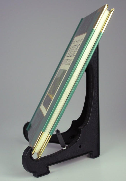 Black Easel Set of 10 - Plastic Folding Display Stands with Adjustable Locking Bar, 5" H