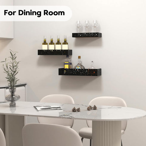 Set 3 Moon and Stars Wall Shelves Black, of Small Floating Shelves for Bedroom Living Room Wall Storage or Decor, Brown