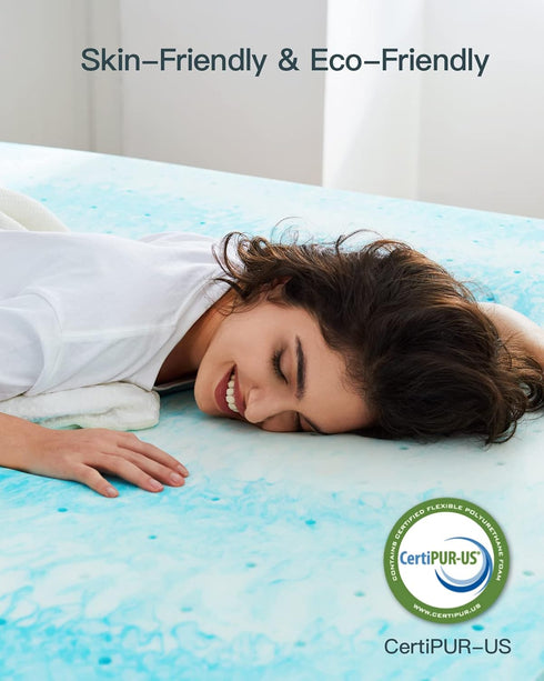 PERLECARE 2 Inch Twin Memory Foam Mattress Topper, Cooling Gel Infused Pad for Pressure Relief Back Pain, CertiPUR-US