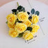 Jasion Artificial Roses Flowers - 10 Heads Silk Bouquet for Home Office Parties and Wedding Decoration (Yellow)
