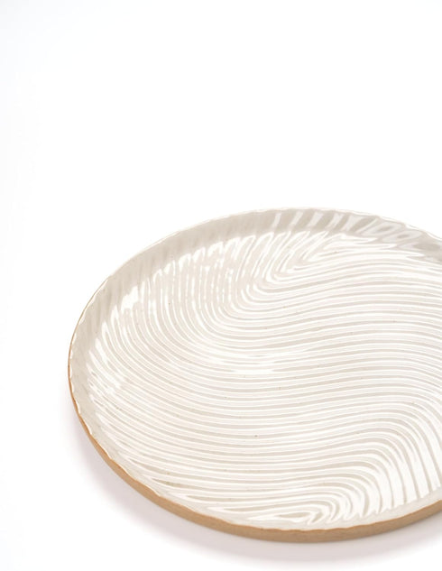 Vanity Tray with Brown Trim, Decorative Round Tray for Bathroom, Countertop, Perfume Holder Organizer, Dresser, Table,
