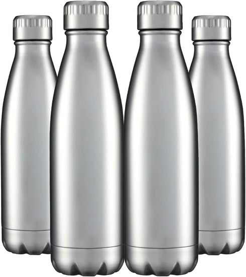 HASLE OUTFITTERS 17oz Stainless Steel Water Bottles Bulk, Double Walled Vacuum Insulated, 4 Packs