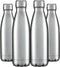HASLE OUTFITTERS 17oz Stainless Steel Water Bottles Bulk, Double Walled Vacuum Insulated, 4 Packs