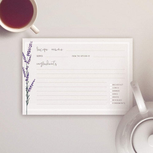 Vintage Lavender Flowers Recipe Cards, Set of 50 - Rustic Elegance for Culinary Creations (4x6 in. - Rectangle)