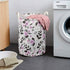 UUJOLY Collapsible Laundry Basket, Waterproof Round Cotton Linen Hamper - 19.7x15.7 inches, Purple