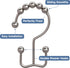 Titanker Shower Curtain Hooks Rings, Set of 12 Rust Resistant Metal Double Glide Hooks for Bathroom Shower Rods