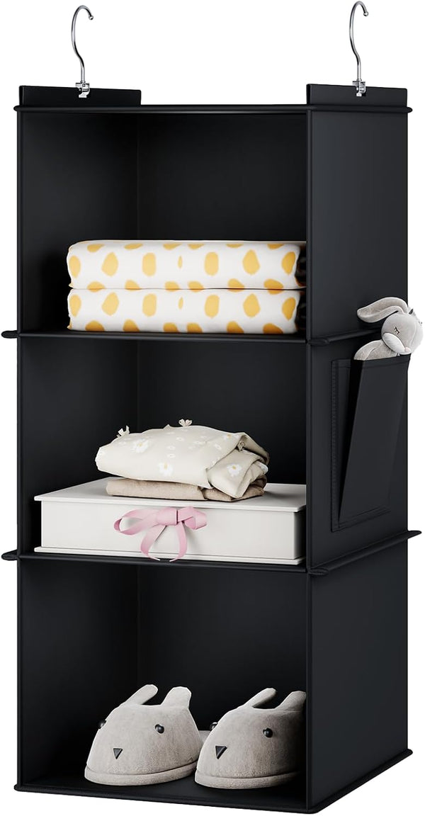 Hanging Closet Organizer, 3-Shelf Storage Shelves for Closet, Black